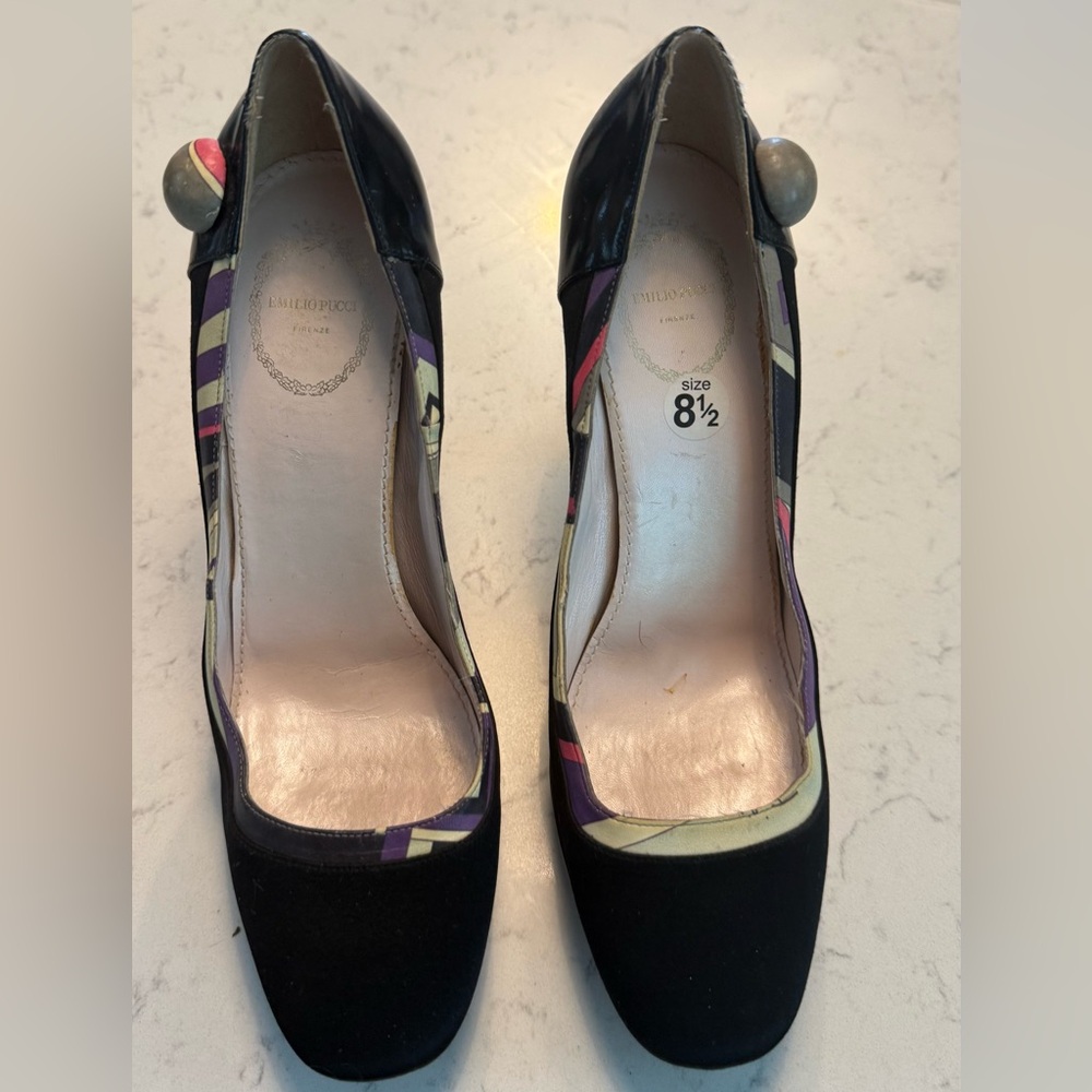 Emilio Pucci Black and Purple Patterned Shoes